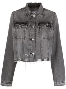 FRAME veste en jean à effet usé - Noir