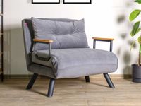 Converteerbare fauteuil SANDERO 1 plaats stof grijs - thumbnail