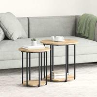 Bijzettafelset 2 pcs Artisan Eiken en Zwart 50 x 50 x 50.5 cm