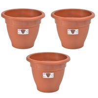 Set van 3x stuks terra cotta kleur ronde plantenpot/bloempot kunststof diameter 30 cm