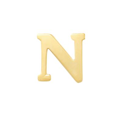 Minimalistische letter oorbelknopje - 14K GOUD - Goud - N