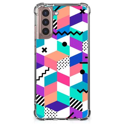 Samsung Galaxy S21 Plus Shockproof Case Blokken Kleurrijk Samsung Galaxy S21 Plus Shockproof Case Blokken Kleurrijk