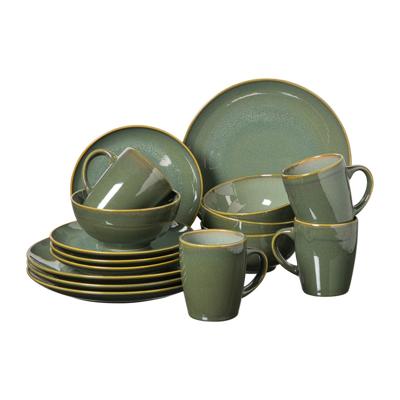 Serviesset reactive glaze - groen - 16-delig Serviesset reactive glaze - groen - 16-delig