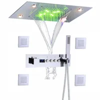 Thermostatische Douchekraan met LED Display - Ingebouwde Smart Functie | Vierkante Douchestraal | Messing | Zwart