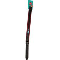 YAGO Zwart en rood lederen halsband Zacht en verstelbaar voor grote hond, maat L 43-52 cm