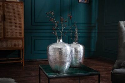 Elegante vazen set van 2 OOSTERSE 33cm zilver met de hand versierd - 40102