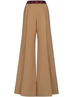 Marni pantalon évasé en laine à taille logo - Marron