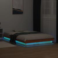 Bedframe met LED massief grenenhout wasbruin 140x190 cm