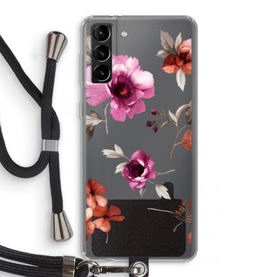 Geschilderde bloemen: Samsung Galaxy S21 Plus Transparant Hoesje met koord