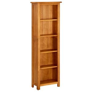 Boekenkast met 5 schappen 45x22x140 cm massief eikenhout