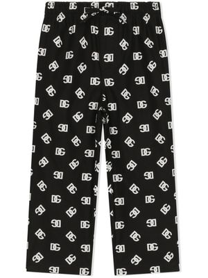 Dolce & Gabbana Kids bas de pyjama à logo DG - Noir