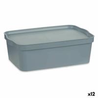 Opbergbak met Deksel Grijs Plastic 14 L 29,5 x 14,3 x 45 cm (12 Stuks)