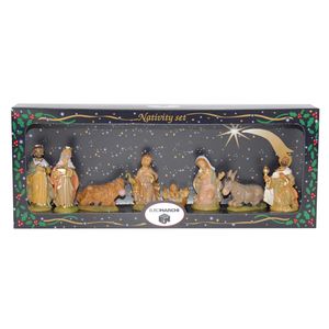 Kerststal beelden / figuren 8 stuks in doos 39 x 16 x 6,5 cm