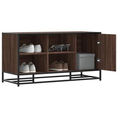 Schoenenbank 100x40x53,5 cm bewerkt hout en metaal bruin eiken