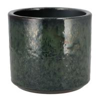 DK Design Bloempot Green Glaze - rond - groen - D15 x H17 cm - glans