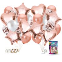 Fissaly® 40 Stuks Rose Goud Helium Ballonnen met Lint – Verjaardag Feest Decoratie – Papieren Confetti – Roze Gold Latex - thumbnail