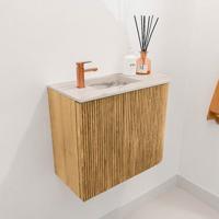 Toiletmeubel Mondiaz Joya Dlux | 51.6 cm | Meubelkleur Oak | Faye wastafel Nata Wasbak Links | 1 kraangat Toiletmeubel Mondiaz Joya Dlux | 51.6 cm | Meubelkleur Oak | Faye wastafel Nata Wasbak Links | 1 kraangat