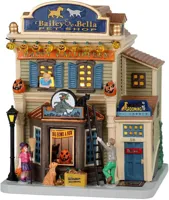 Lemax bailey & bella pet shop verlicht huisje Spooky Town 2022