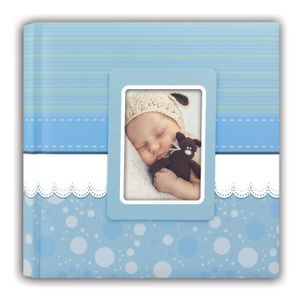 Fotoboek/fotoalbum Cinzia baby jongetje met 30 paginas blauw 31 x 31 x 3 cm