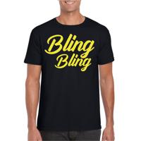 Verkleed T-shirt voor heren - bling - zwart - geel glitter - glitter and glamour - carnaval