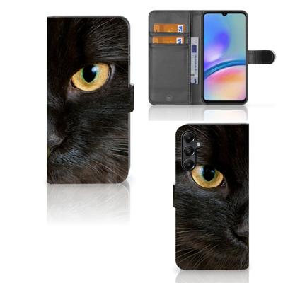 Samsung Galaxy A05s | Telefoonhoesje | Met pasjeshouder | Zwarte Kat