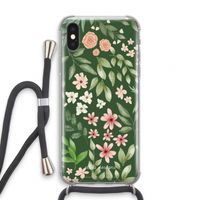 Botanical green sweet flower heaven: iPhone XS Transparant Hoesje met koord
