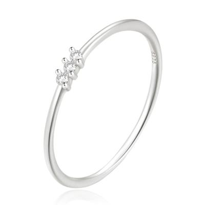 Elenza Thin .925 Zilveren Ring met Drie Zirconia&apos;s - 1mm-18mm