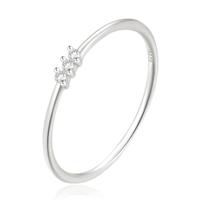 Elenza Thin .925 Zilveren Ring met Drie Zirconia&apos;s - 1mm-18mm