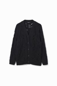 Oversized opengewerkt vest - BLACK - S