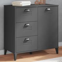 Dressoir VIKEN 80x40x80 cm bewerkt hout antracietgrijs - thumbnail