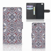 Huawei Ascend P8 Lite Bookcase Flower Tiles - thumbnail