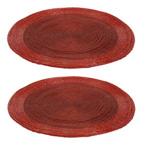 2x stuks placemats/onderleggers rood rond D35 cm