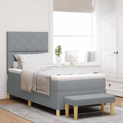 Boxspringbed met Matras & Bank Lichtgrijs 100x200 cm Stof