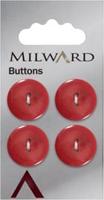 Milward Knoop Rood Glans 19mm (4 stuks)