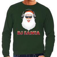 Foute Kersttrui DJ santa met koptelefoon groen voor heren - thumbnail