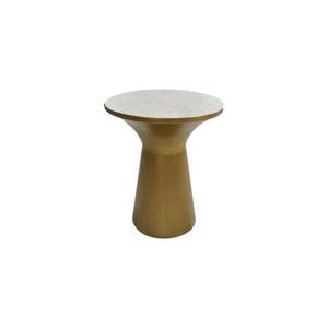 Bijzettafel Rond - 40x50 - Wit/Goud-Marmer/Metaal
