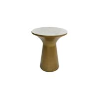 Bijzettafel Rond - 40x50 - Wit/Goud-Marmer/Metaal