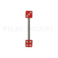 Tongpiercing dobbelsteen rood