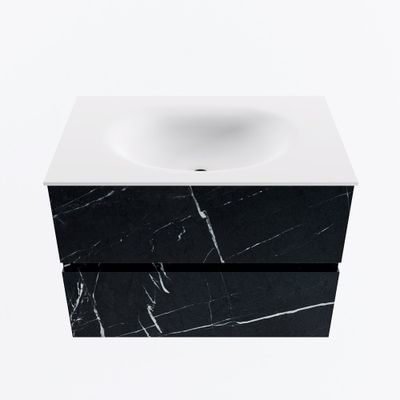 MONDIAZ VICA 70cm badmeubel onderkast Marquina 2 lades. Wastafel MOON midden zonder kraangat, kleur Talc.
