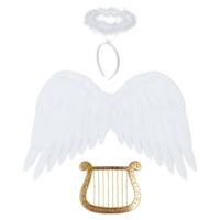 Engel verkleedaccessoires set - wit - engelen vleugels - 3-delig - carnaval / kerst thema
