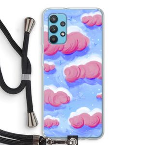 Roze wolken met vogels: Samsung Galaxy A32 4G Transparant Hoesje met koord