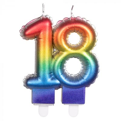 Kaarsje Regenboog Cijfer 18