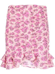 ISABEL MARANT Milendi abstract-print ruched miniskirt - Rose