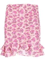 ISABEL MARANT Milendi abstract-print ruched miniskirt - Rose - thumbnail