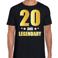 20 and legendary verjaardag cadeau t-shirt goud 20 jaar zwart voor heren 2XL  - - thumbnail