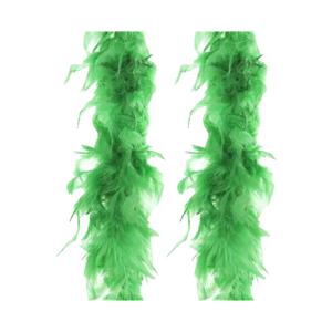 Carnaval verkleed boa met veren - 2x - neon groen - 180 cm - 45 gram - Glitter and Glamour