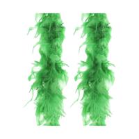 Carnaval verkleed boa met veren - 2x - neon groen - 180 cm - 45 gram - Glitter and Glamour