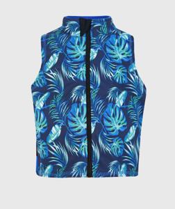 Softshell And Polar Fleece Vest Blue Leaves