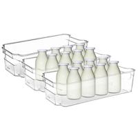 Koelkast/keuken organizer bak - 3x - transparant - kunststof - L31 x B15 x H9 cm - groente lade