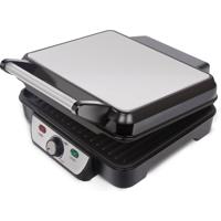 RVS Contactgrill Tosti Ijzer - Cool Touch Handgreep - Zwart/Zilver